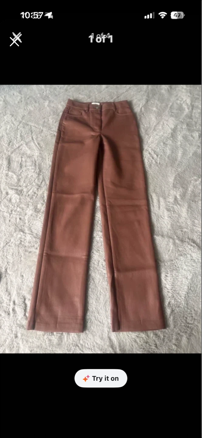 WilfredBrown Faux Leather Wide Leg Pants