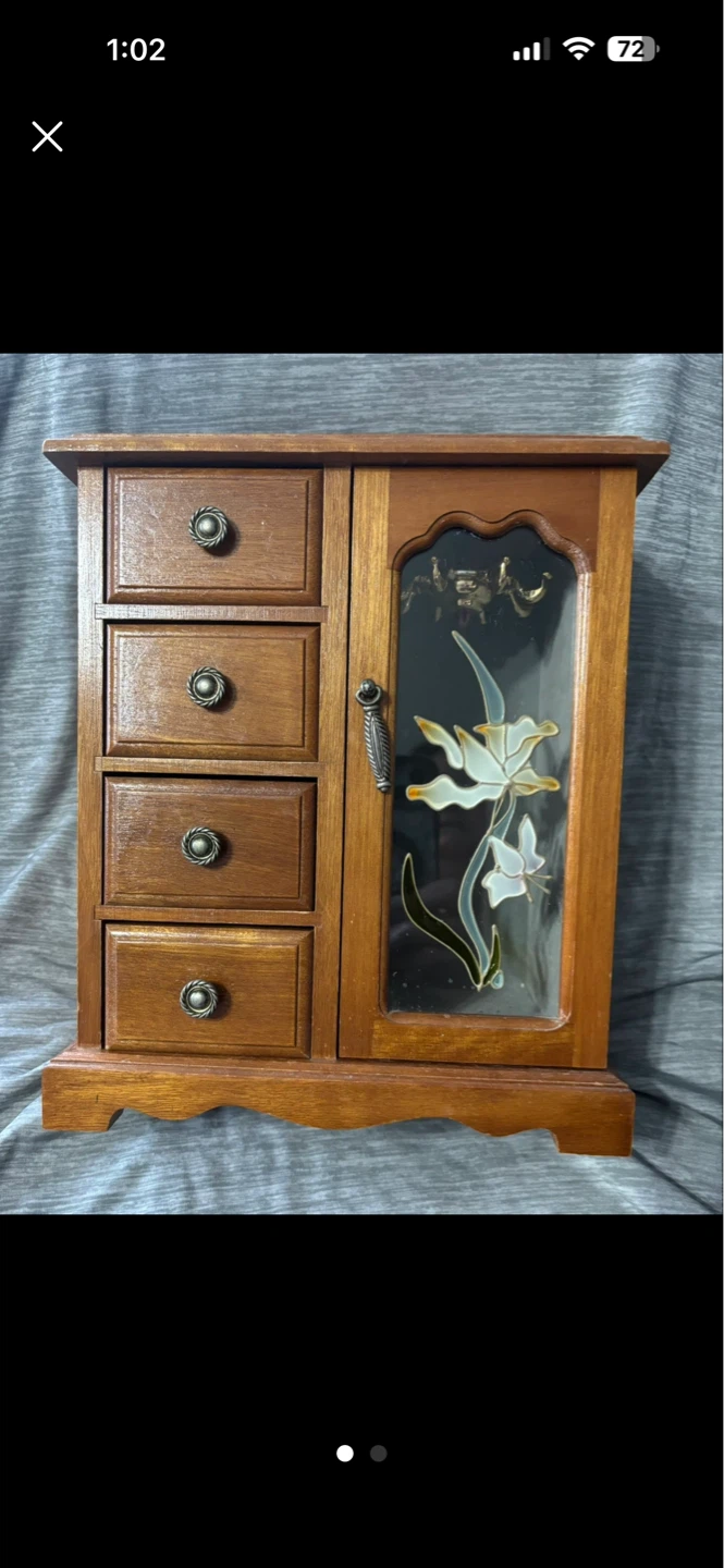 ⚽️Wood Jewelry Box with Stained Glass