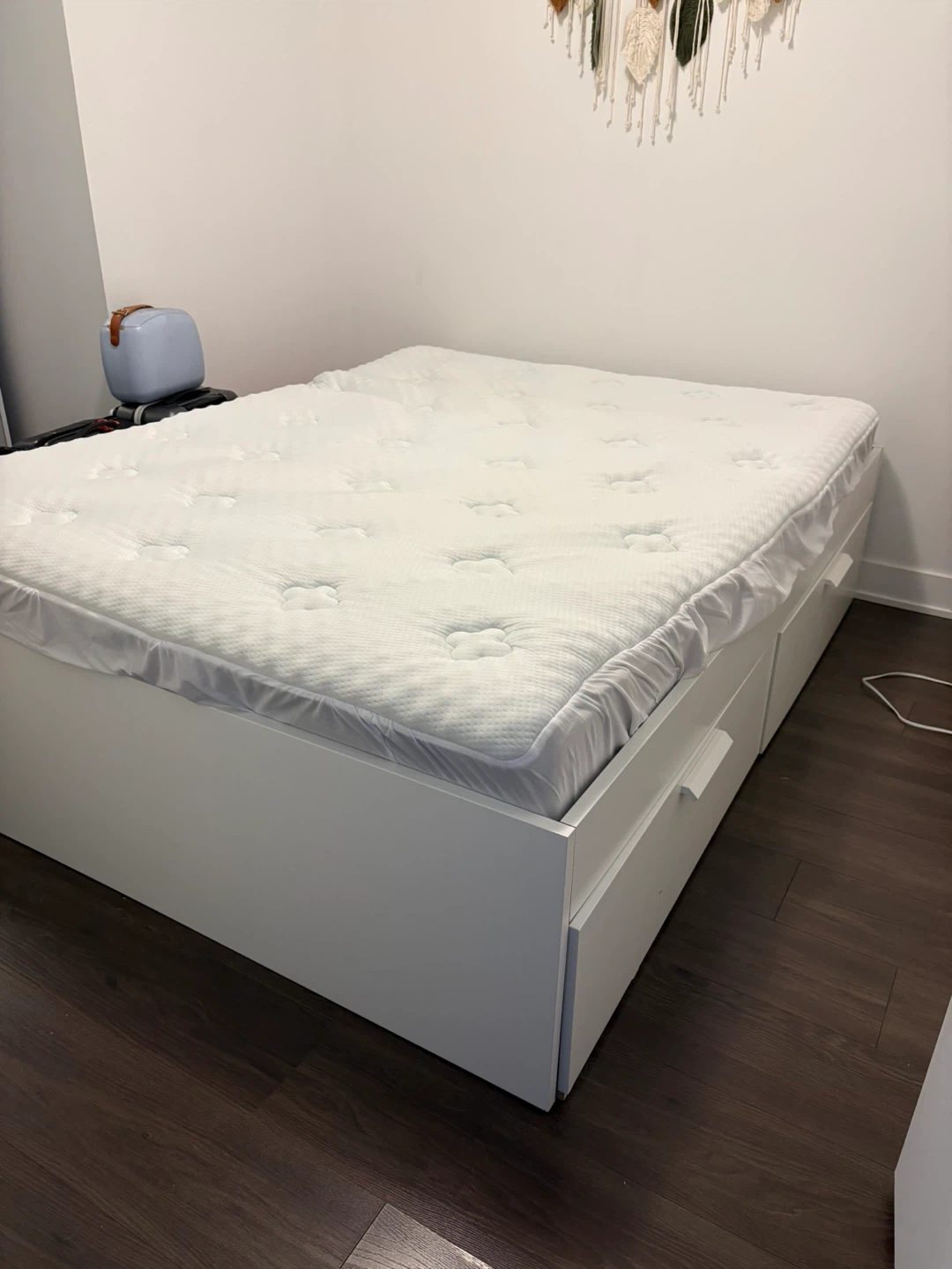 White Queen Bed Frame with Drawers
