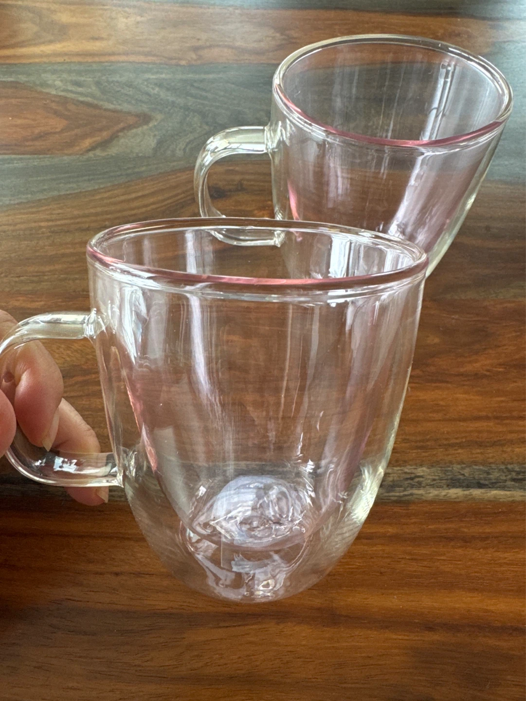 Set of 2 Double Wall Glass Mugs ⚽️