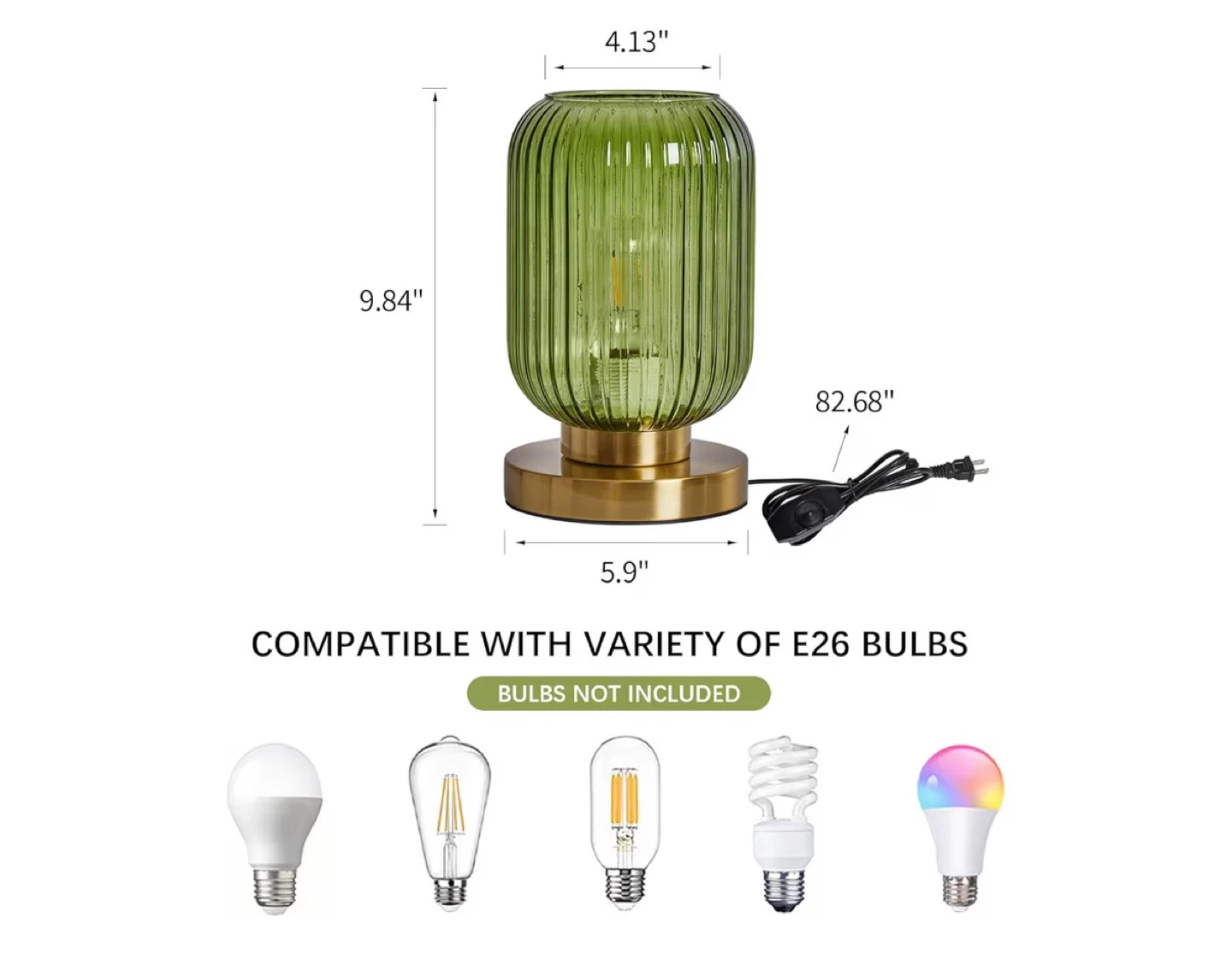 Glass Table Lamp Mid Century Modern - photo 3