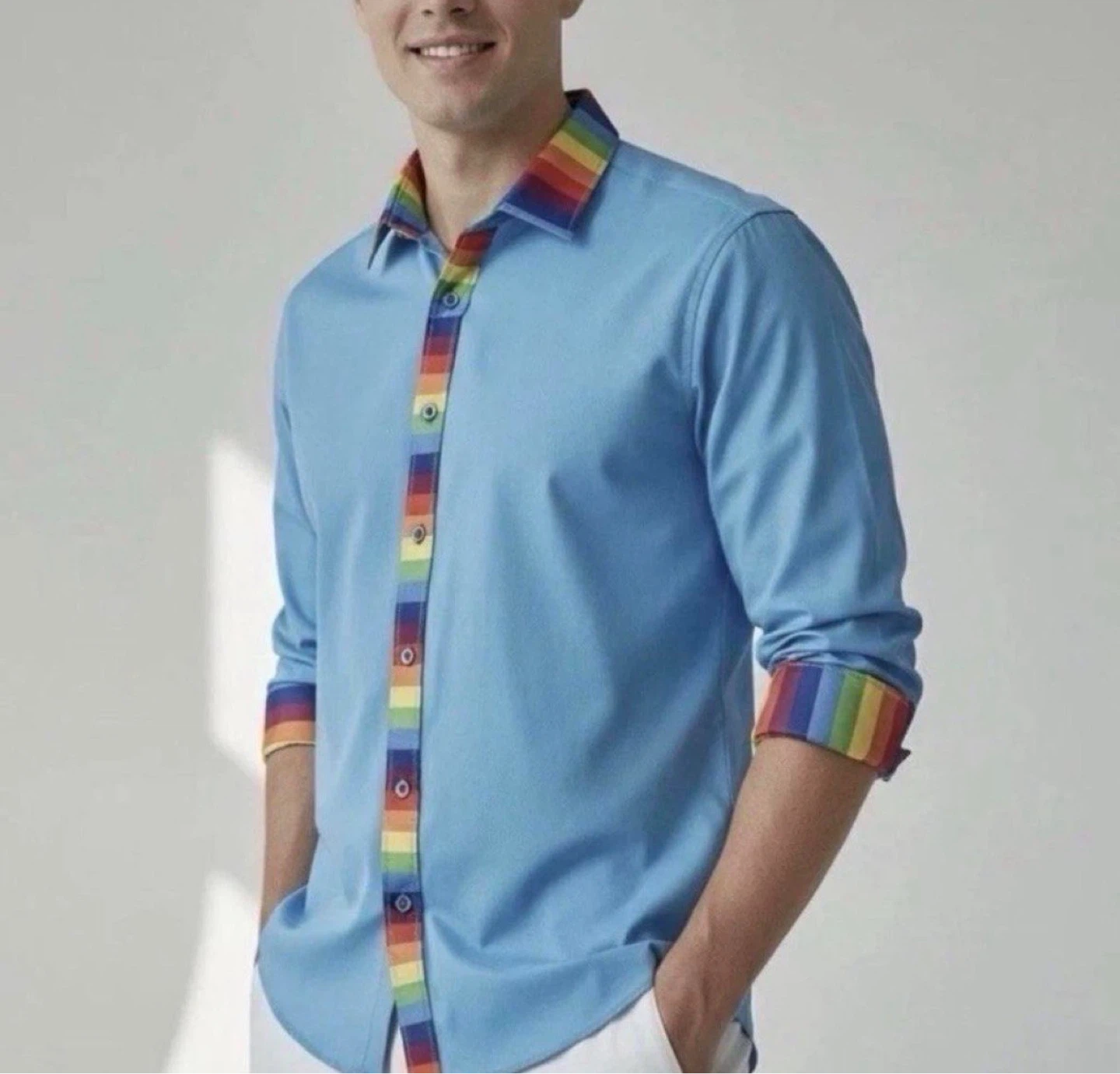Gay Pride Rainbow Button Shirt Men’s Large - photo 4