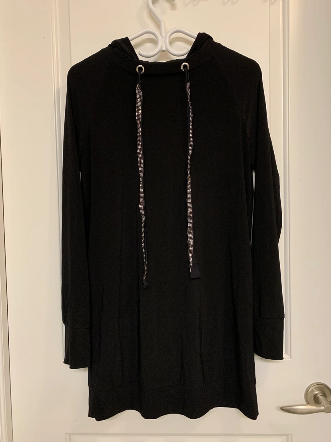 ⚽️ Joseph Ribkoff Black Hooded Rhinestone Drawstrings Size 10