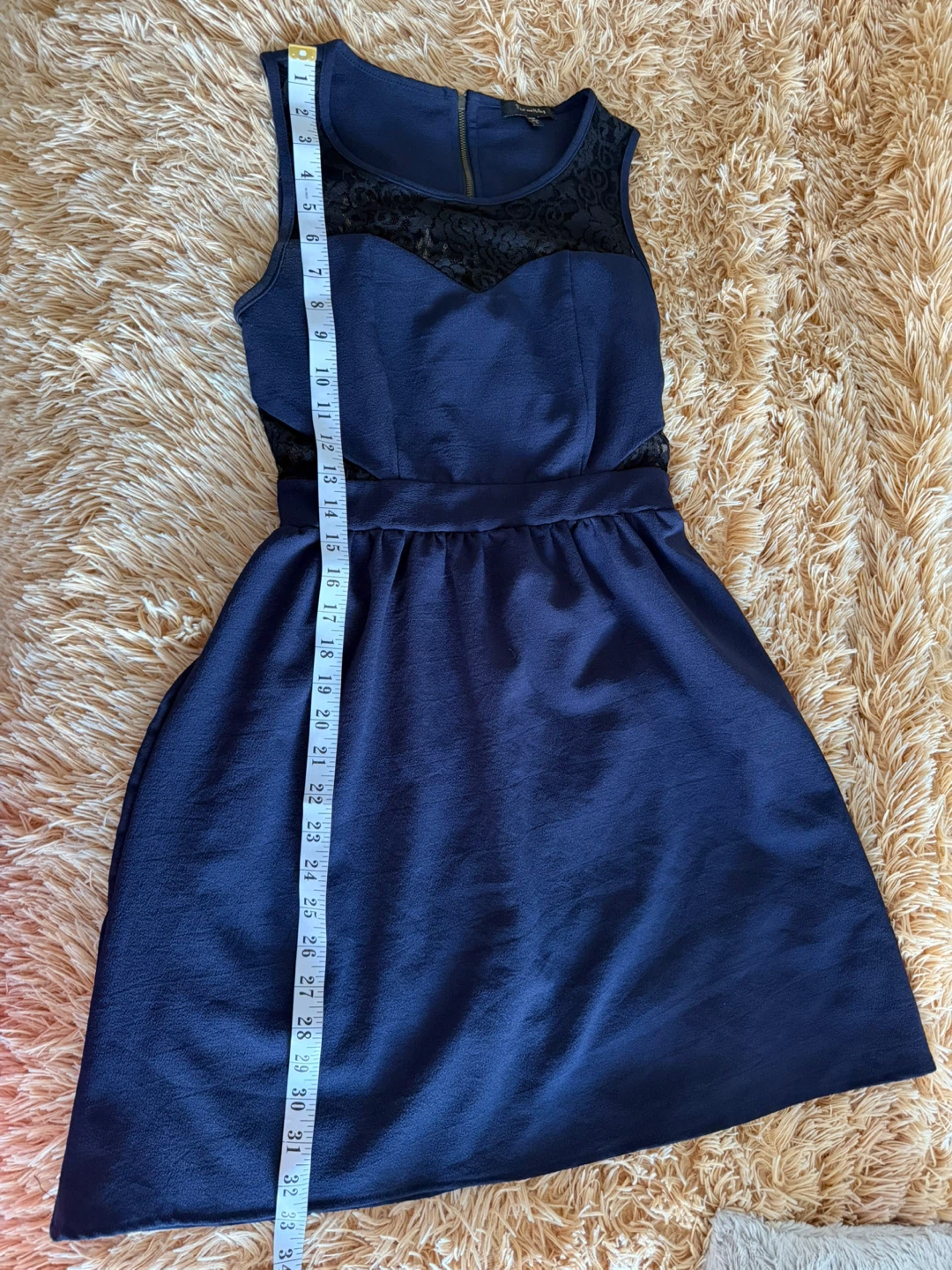 Blue Lace Yoke Dress with Tie Waist - photo 4