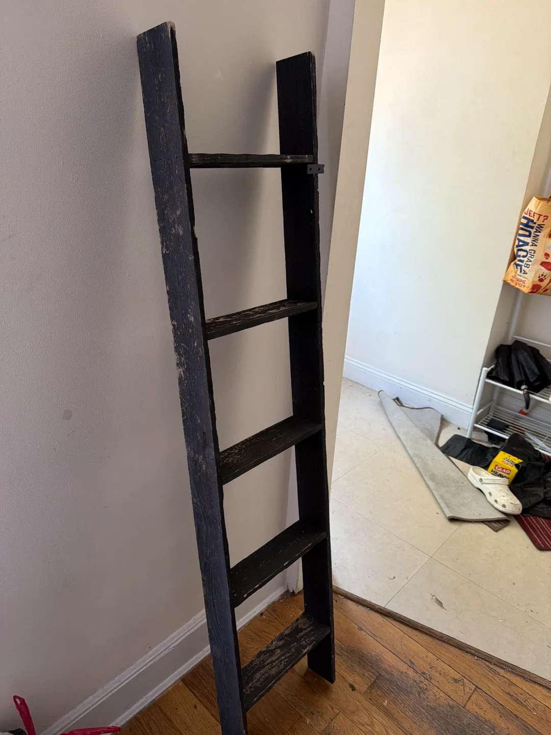 Black Wooden Ladder Shelf ⚽️