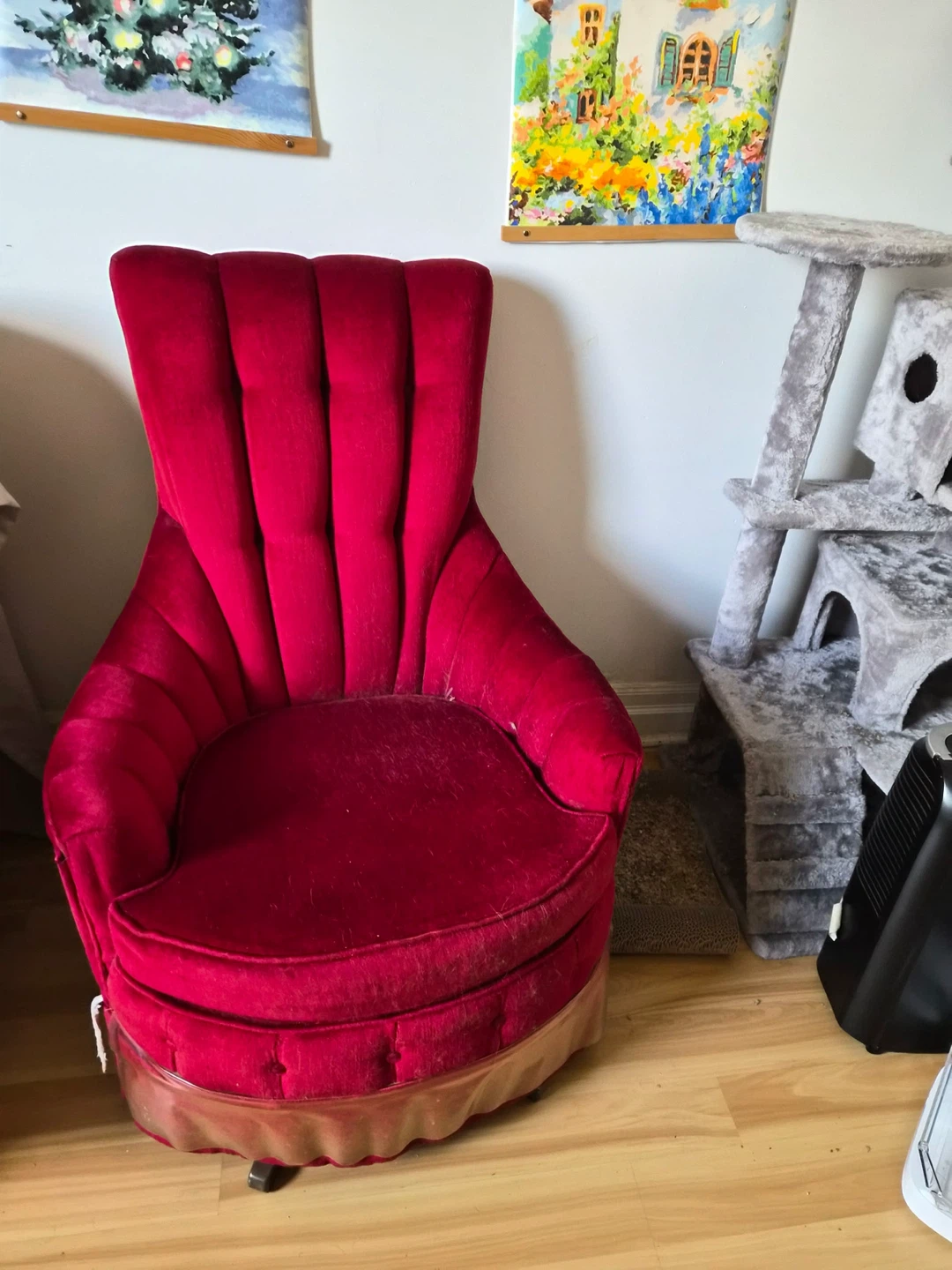 Red Velvet Accent Chair