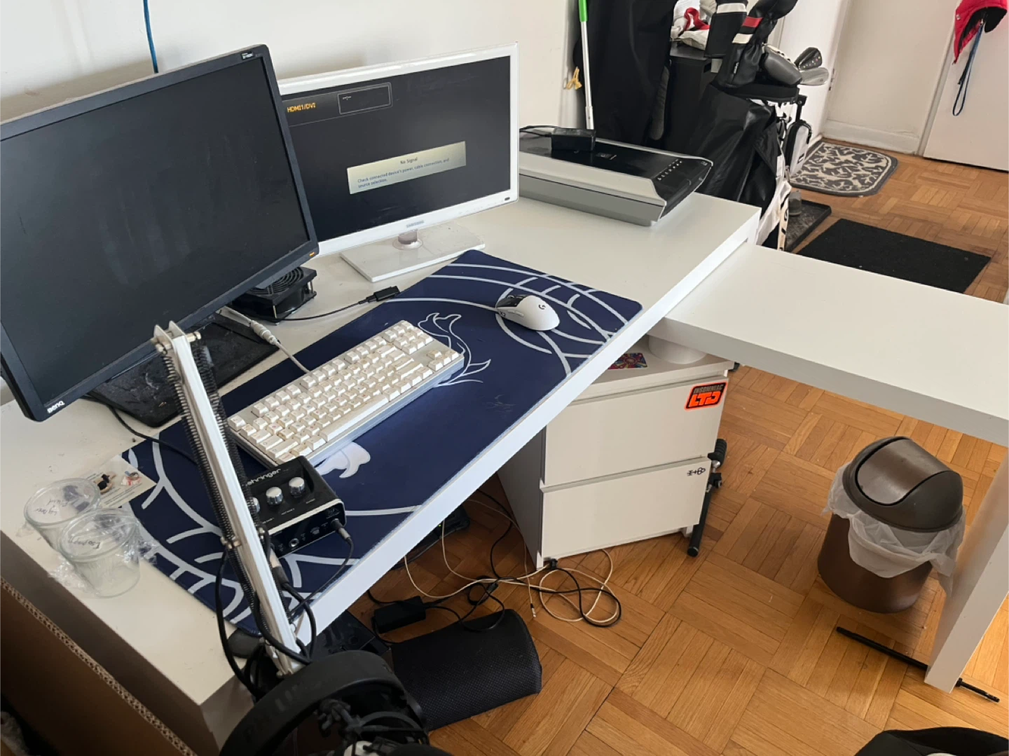 IKEA White L-Shaped Desk - photo 3