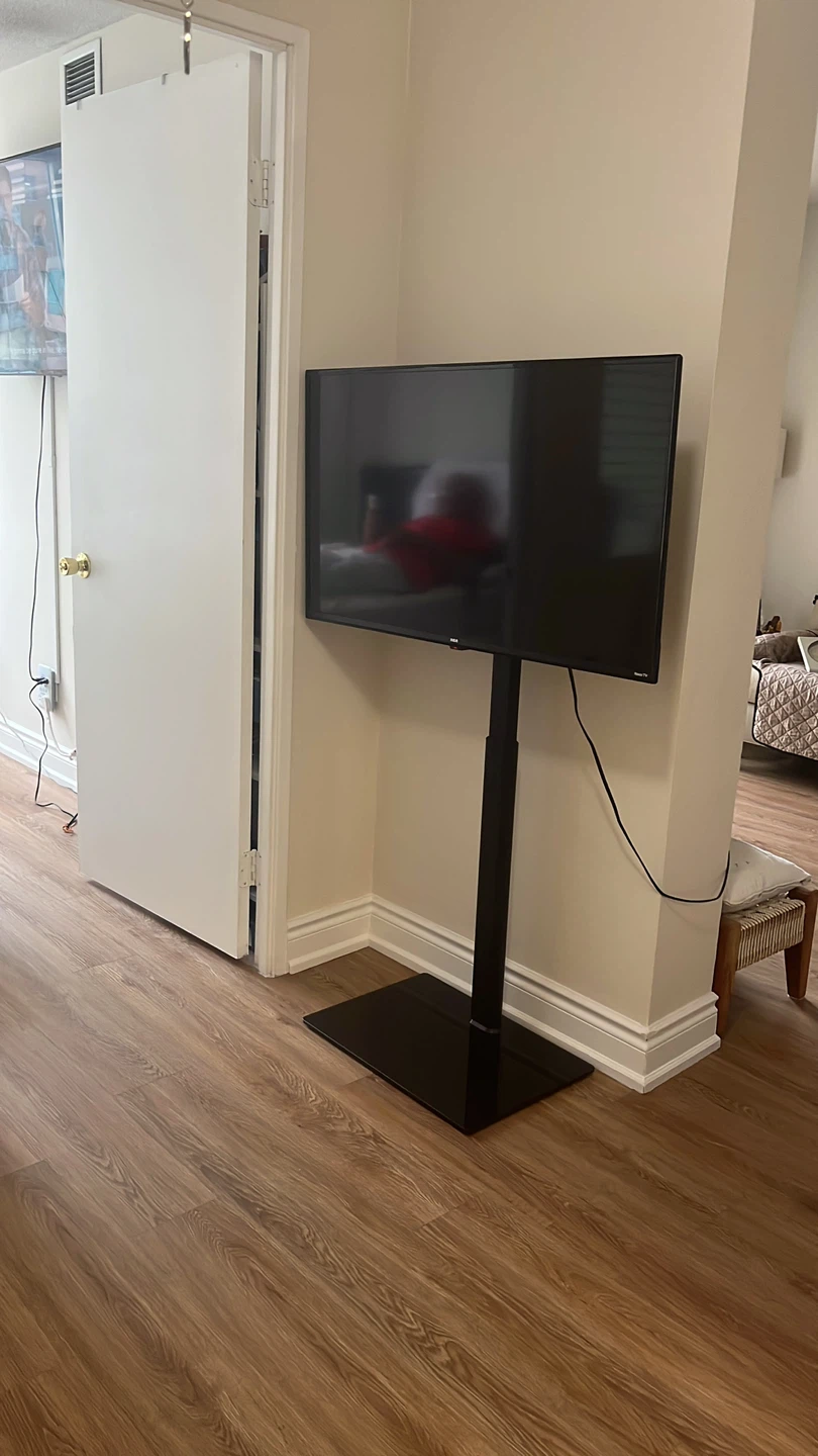 Black Floor TV Stand with Mount