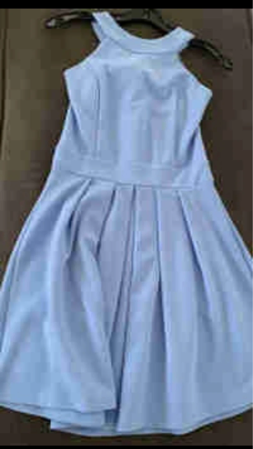 HONEY Blue Halter Neck Dress with Bow Back