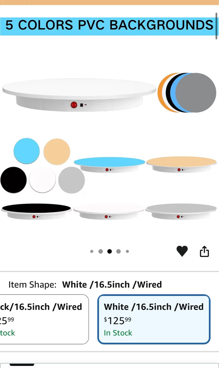 White 16.5 Inch Wired Display Turntable ⚽️ - photo 3