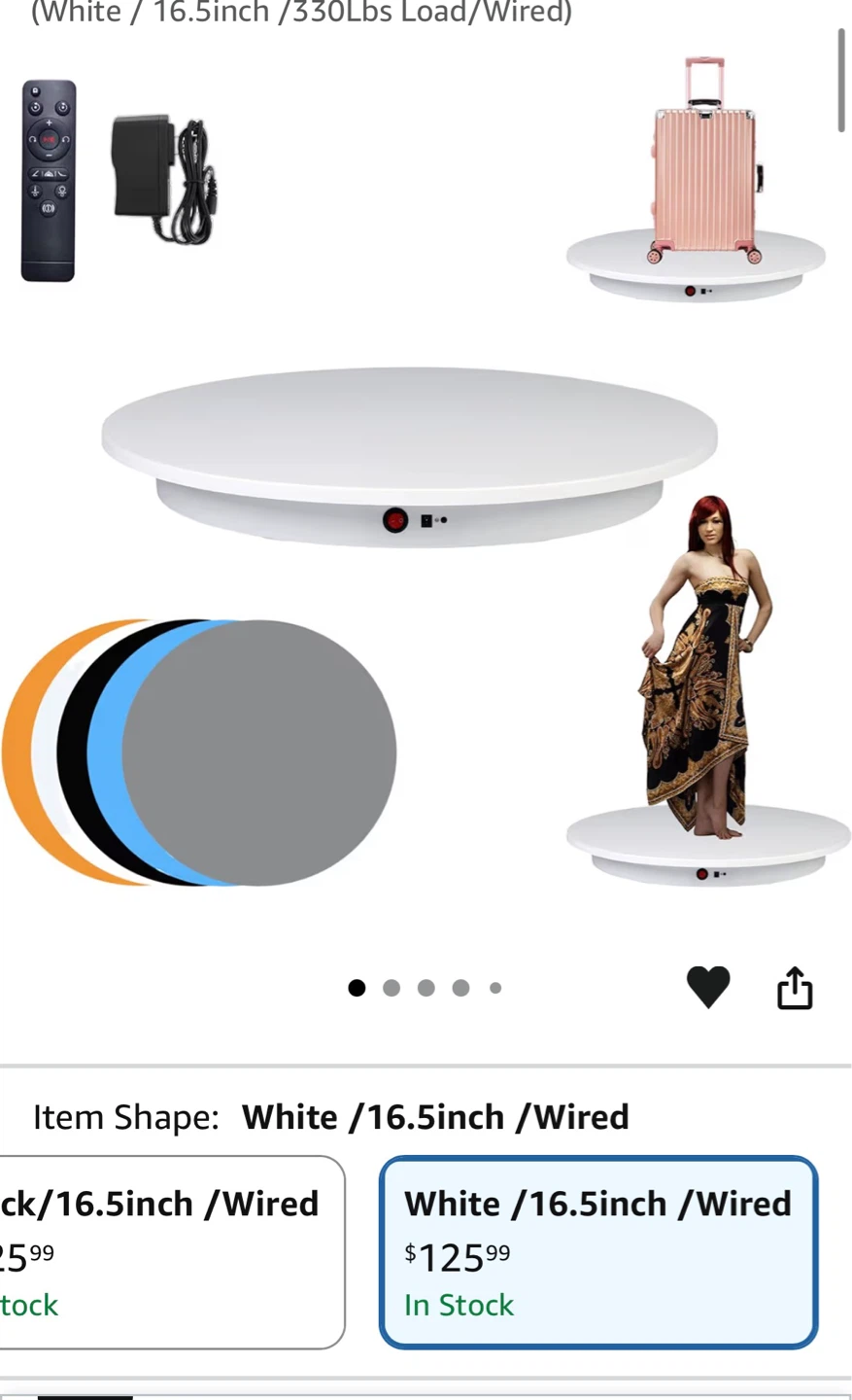 White 16.5 Inch Wired Display Turntable ⚽️