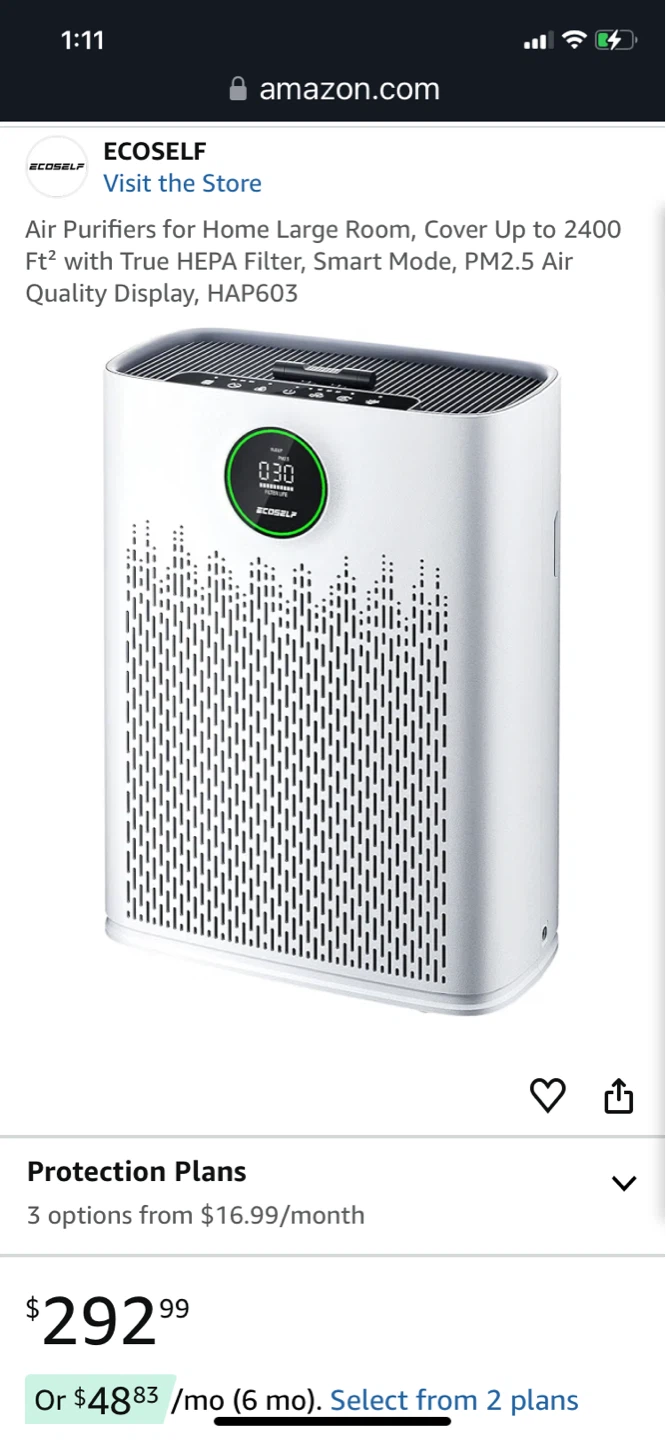 ⚽ ECOSELF HAP-603 True Hepa Air Purifier