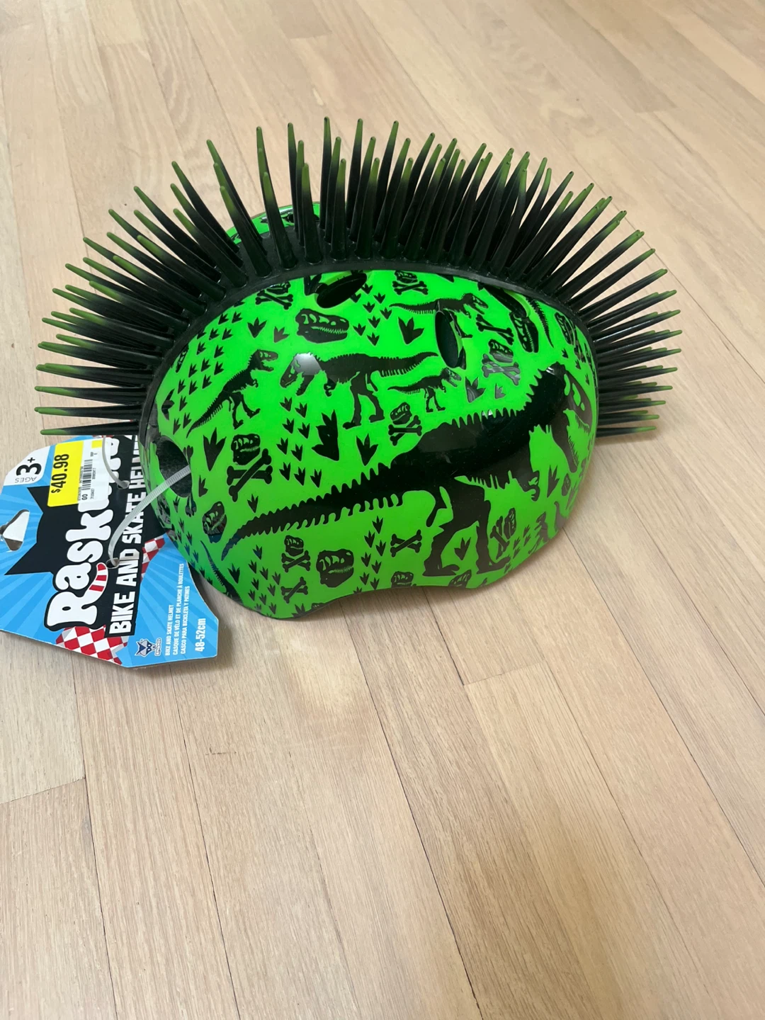 Rask Bike and Skate Helmet - Green Dinosaur Punk Mohawk - photo 2
