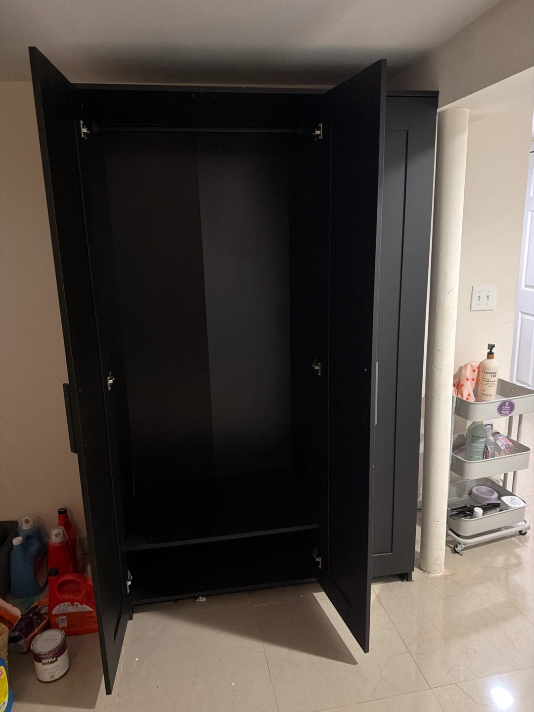 Black 3-Door Wardrobe with Mirror ⚽️
