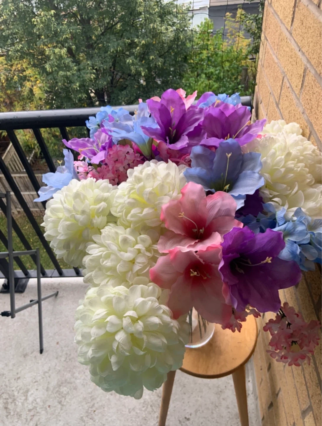 Beautiful Large Artificial Flower Arrangement in tall glass Vase - photo 3