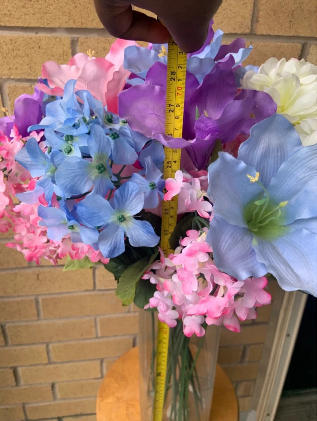 Beautiful Large Artificial Flower Arrangement in tall glass Vase - photo 4