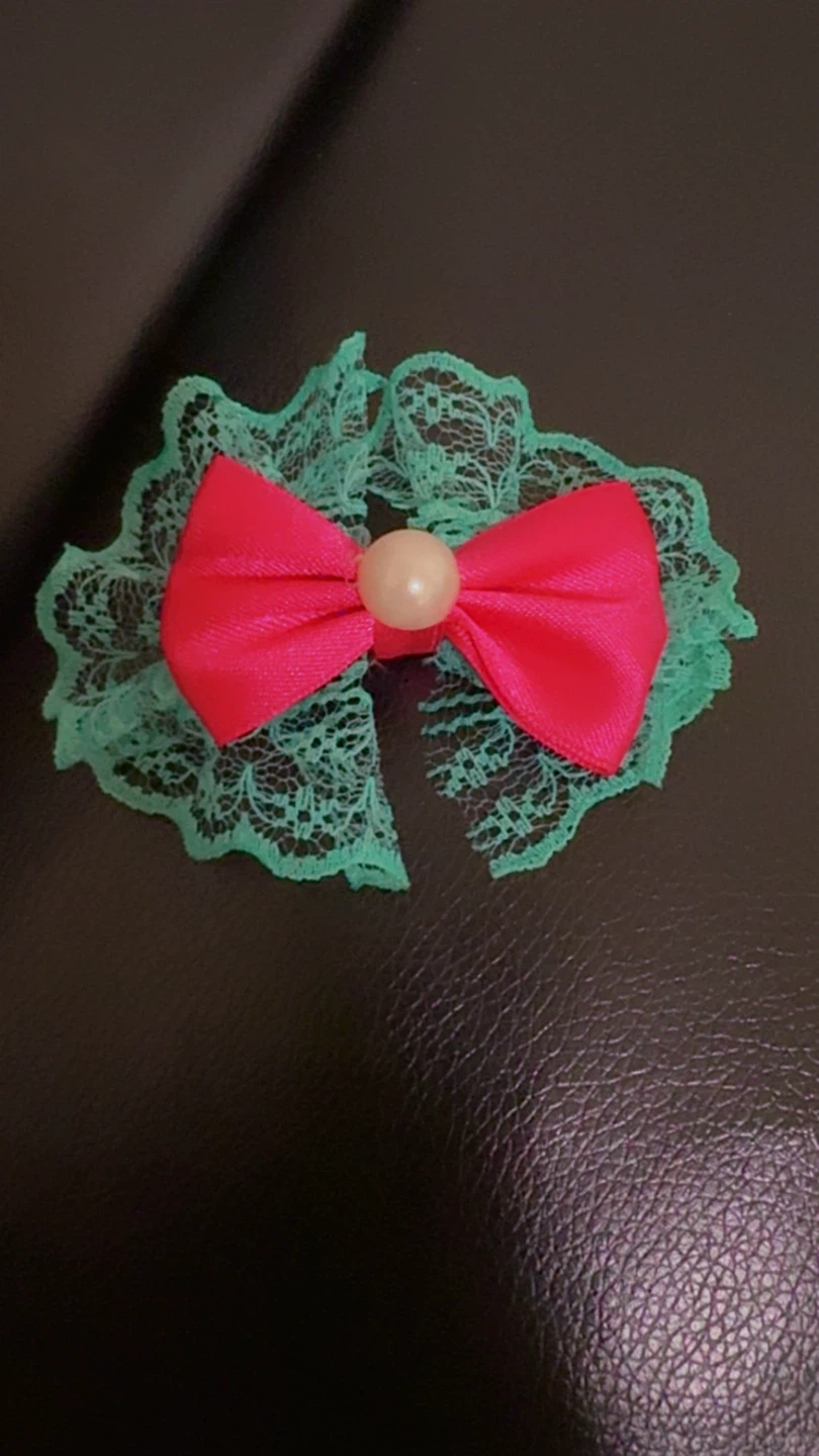 ⚽ Teal Lace Bow Hair Clip with Pearl Accent