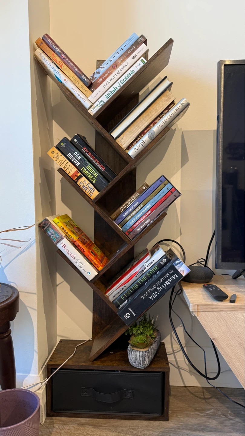 Wooden Tree Bookshelf with Drawer - photo 3