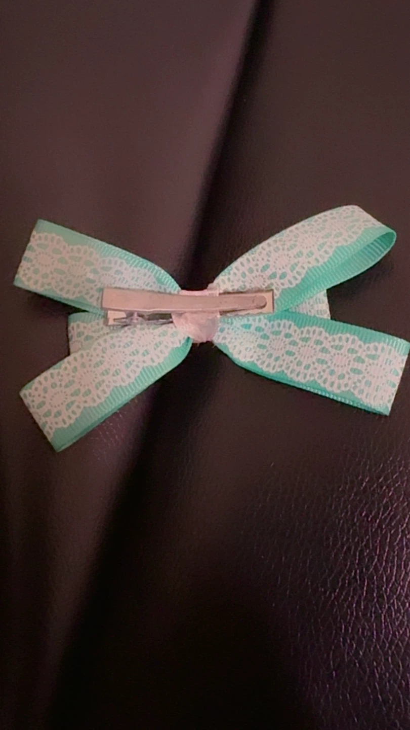 ⚽ Mint Green Lace Ribbon Hair Bow - photo 2