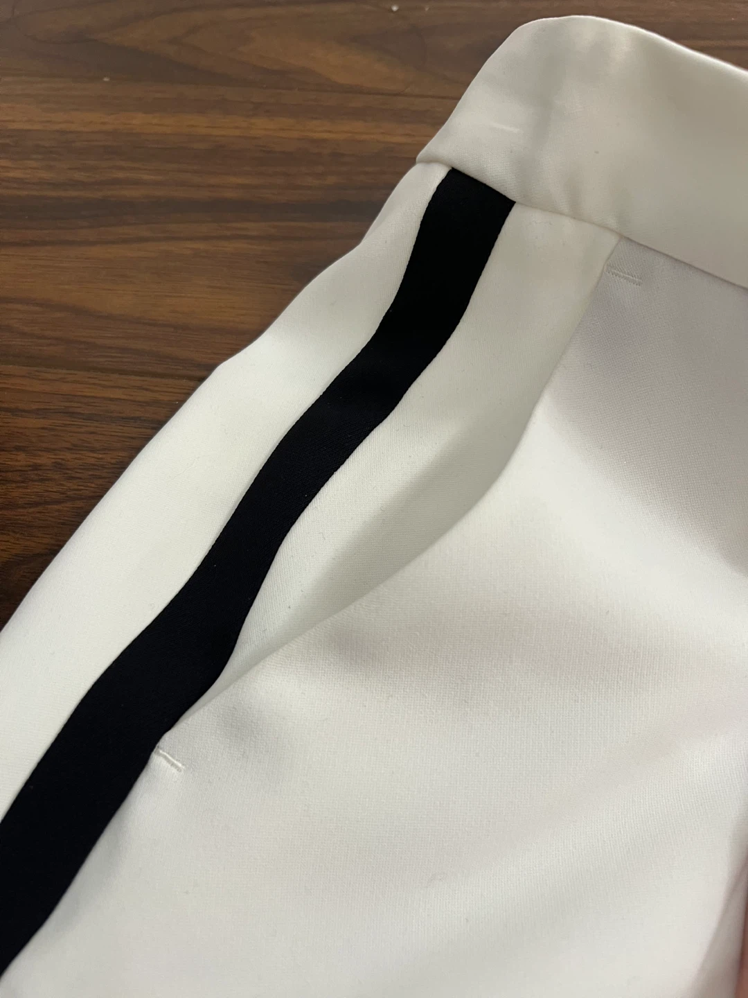 ⚽️ Zara Basic White Wide Leg Pants with Black Stripe - photo 5