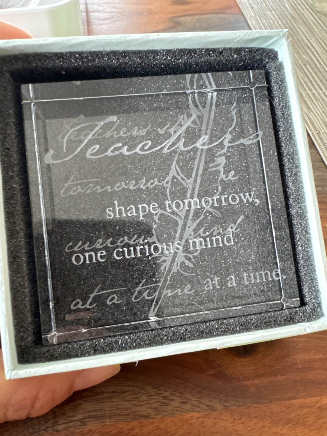 ⚽️ New Glass Etched paperweight  - Teachers Shape Tomorrow