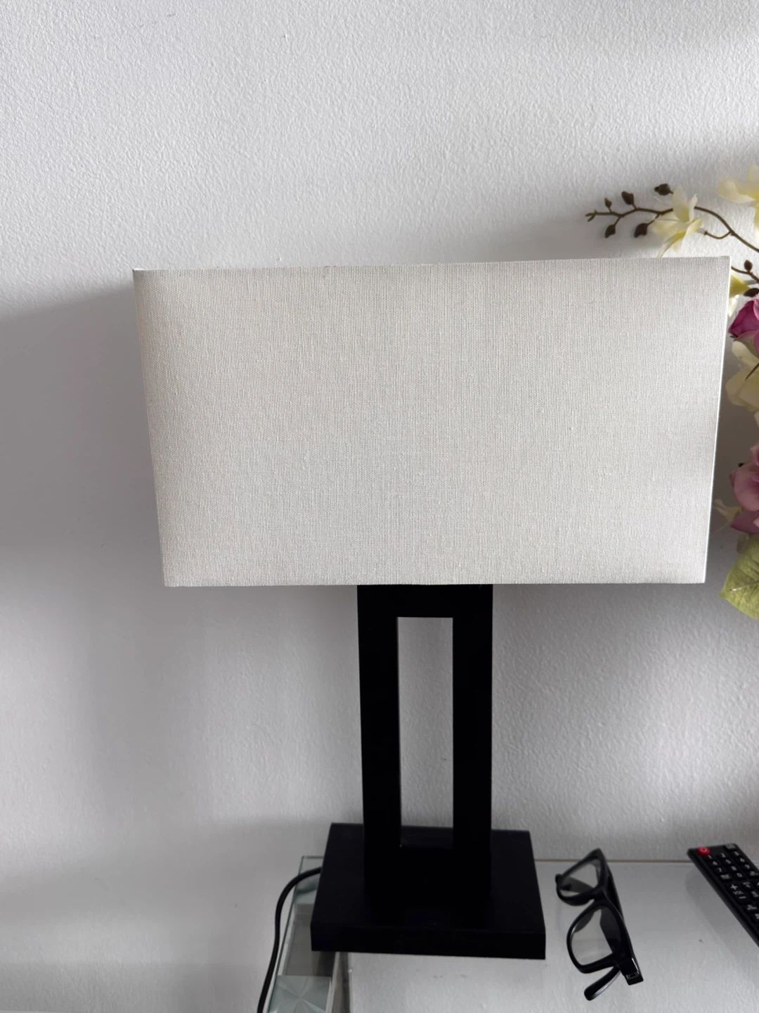 Modern Black Desk Lamp with White Rectangular Shade