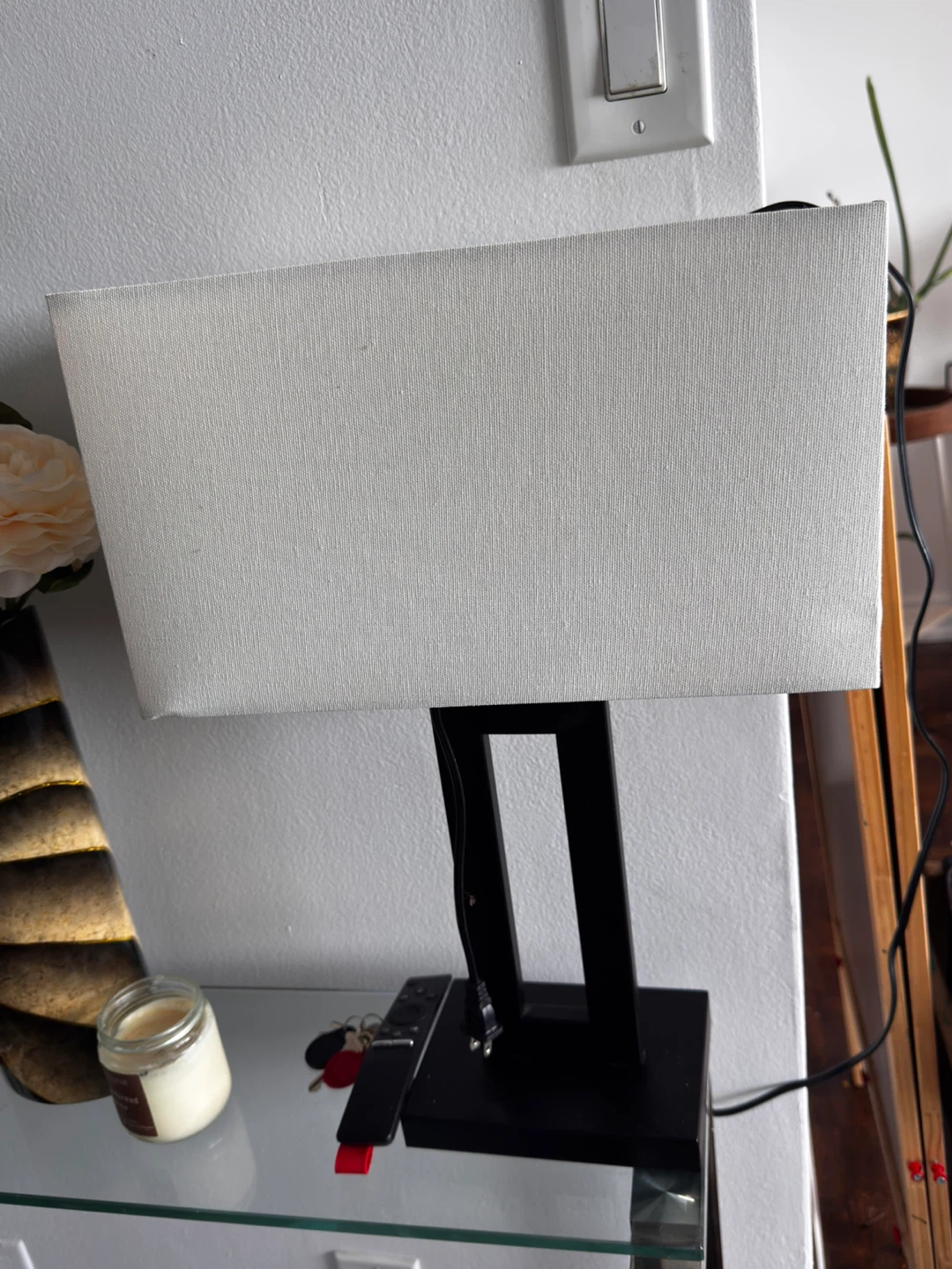 Modern Black Desk Lamp with White Rectangular Shade - photo 3