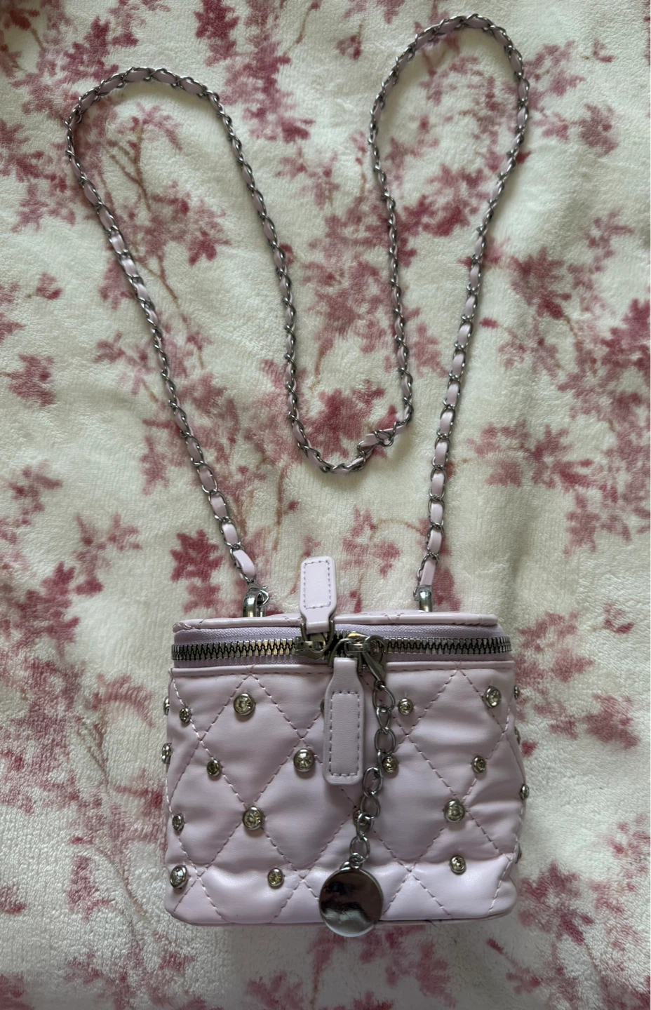 Lilac Quilted Bag with Rhinestones ⚽️