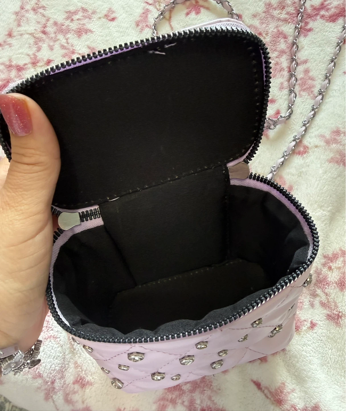 Lilac Quilted Bag with Rhinestones ⚽️ - photo 4