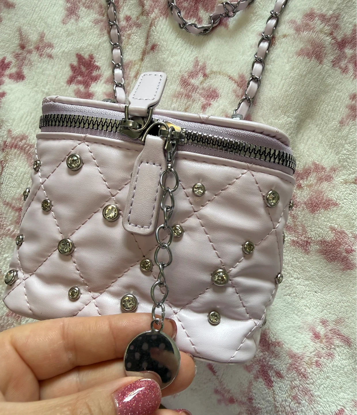 Lilac Quilted Bag with Rhinestones ⚽️ - photo 3