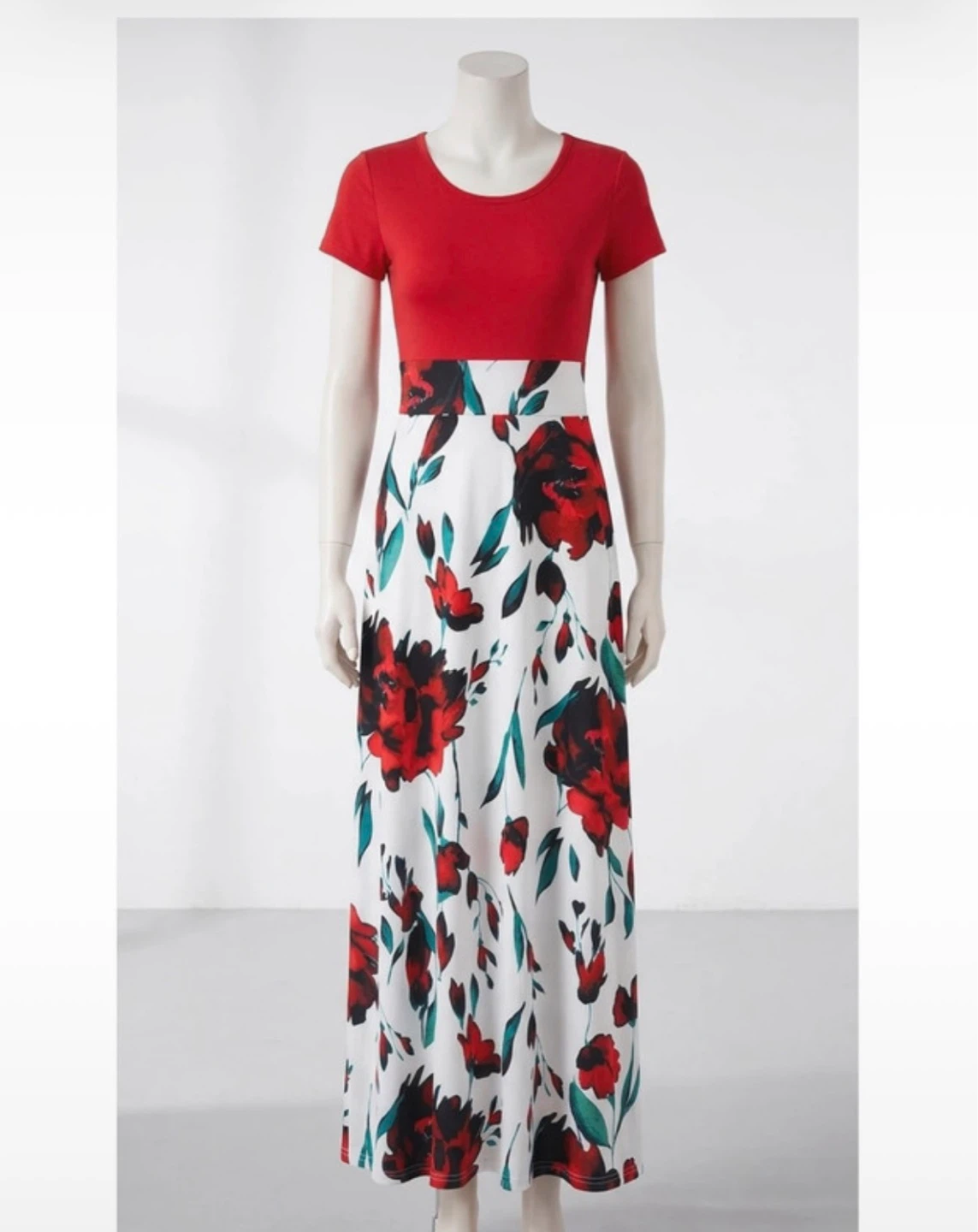 Red & Floral Maxi Dress