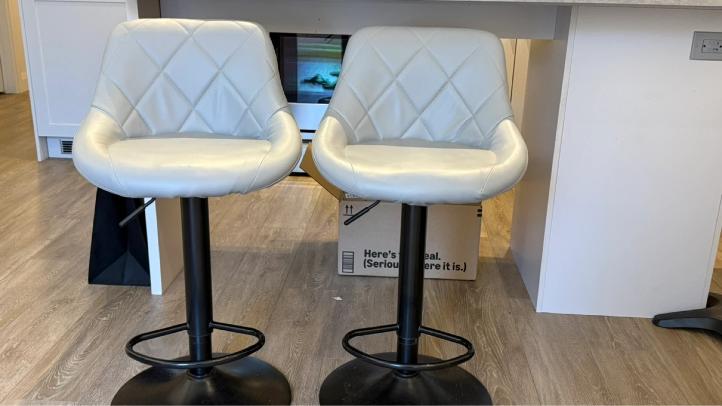 Set of 2 Grey Adjustable Bar Stools