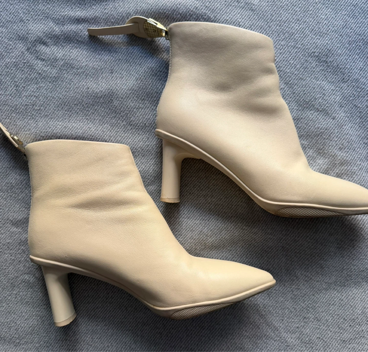 Cream Leather Ankle Booties - photo 2