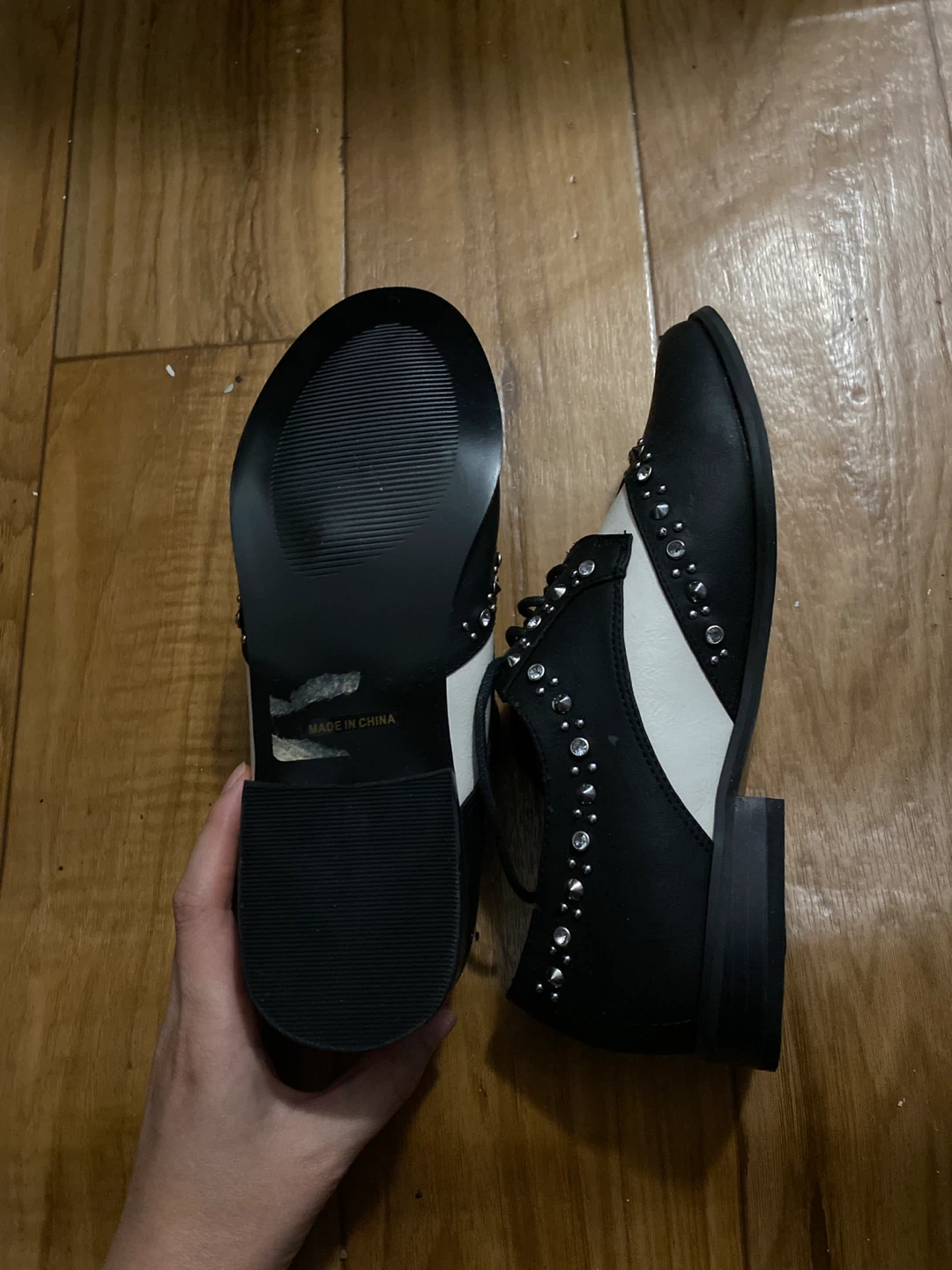 Mixx Shoes Black & White Studded Oxfords - photo 2