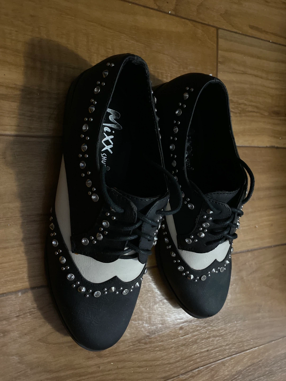 Mixx Shoes Black & White Studded Oxfords - photo 3