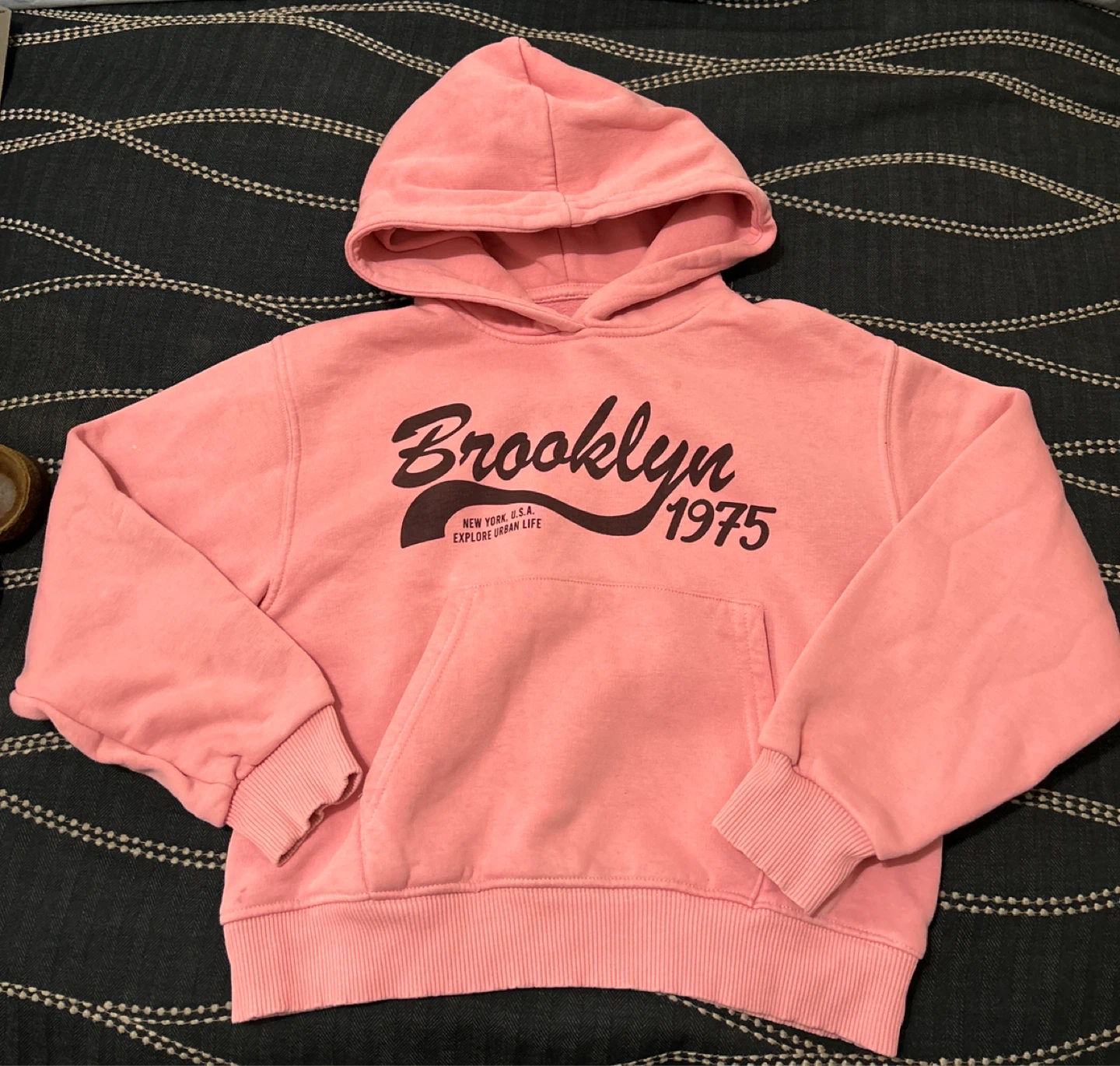 ZARA Girl’s Pink Brooklyn Crop Hoodie Sweatshirt - SZ 9-10 ⚽️