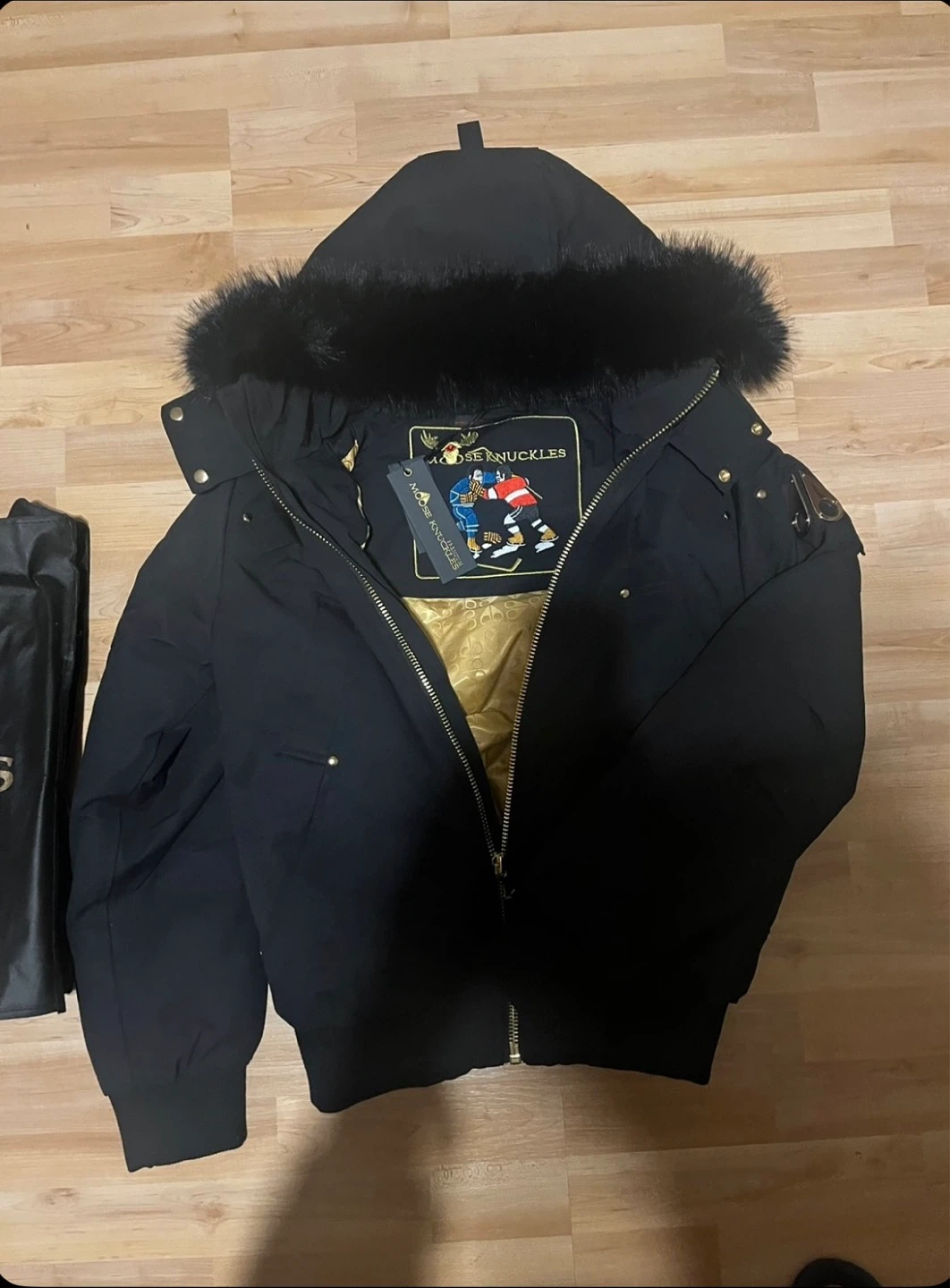 Moose Knuckles Black Bomber Jacket with Fur Hood - photo 2
