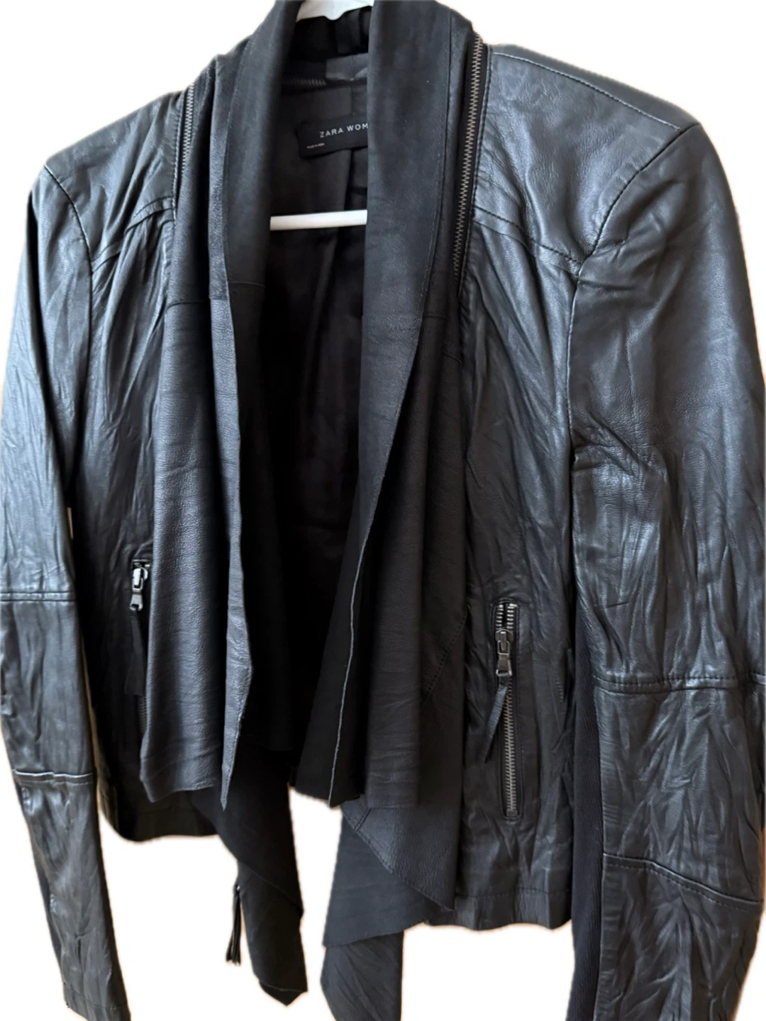 ⚽Black wrinkles design Leather Jacket