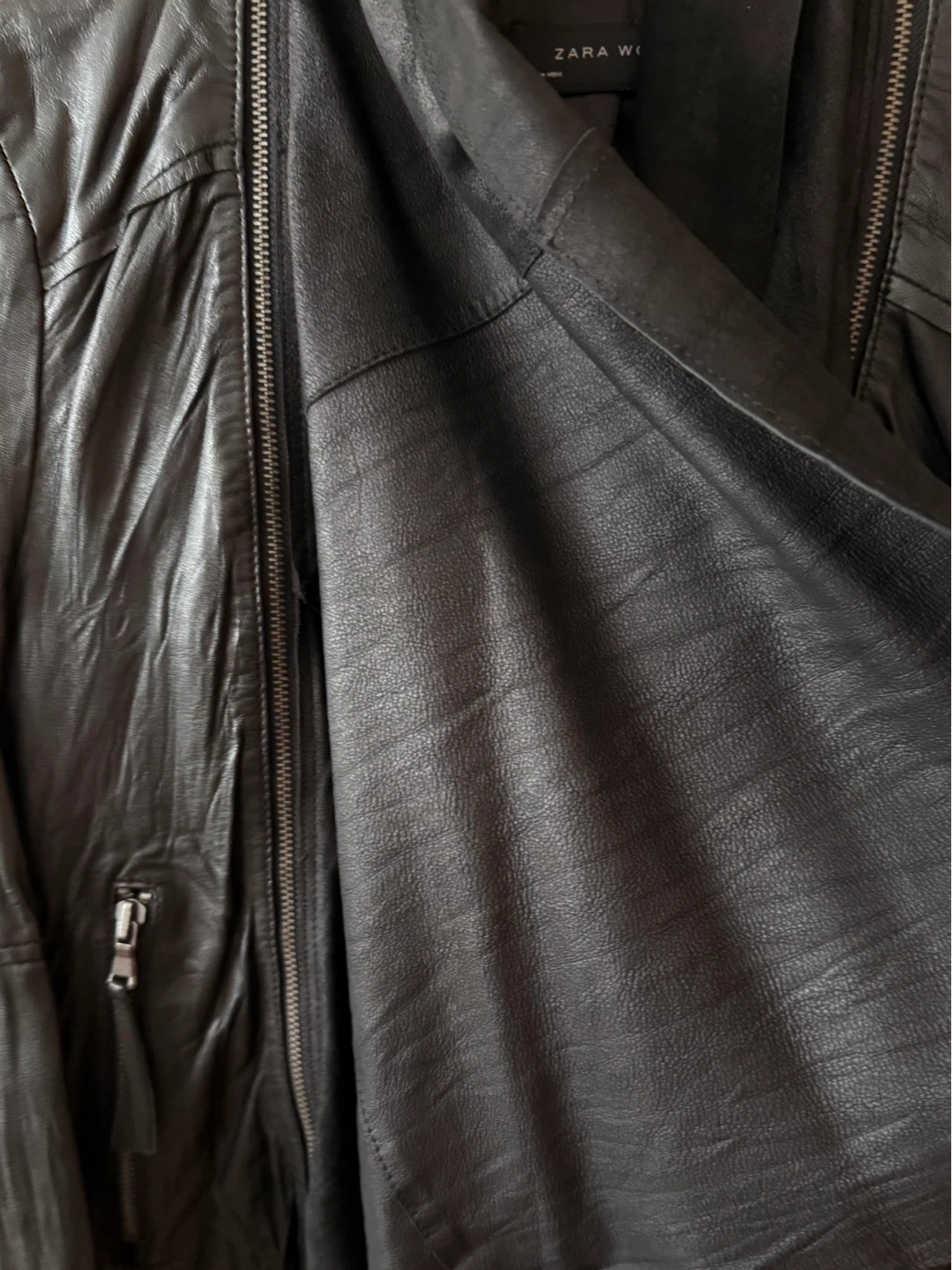 ⚽Black wrinkles design Leather Jacket - photo 5