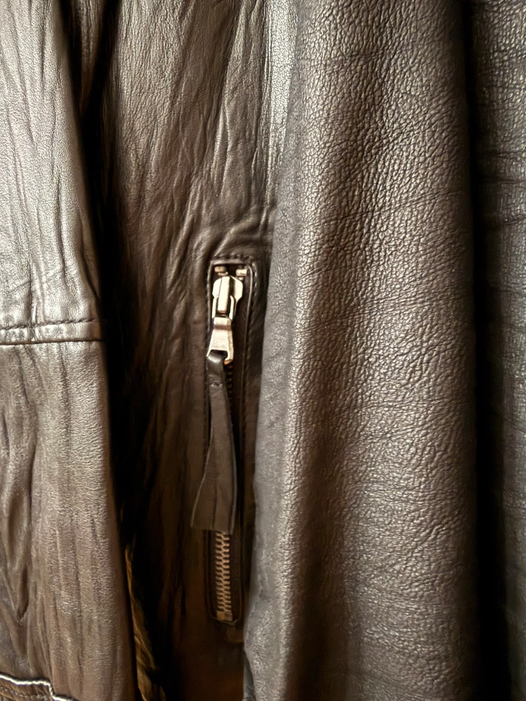 ⚽Black wrinkles design Leather Jacket - photo 2