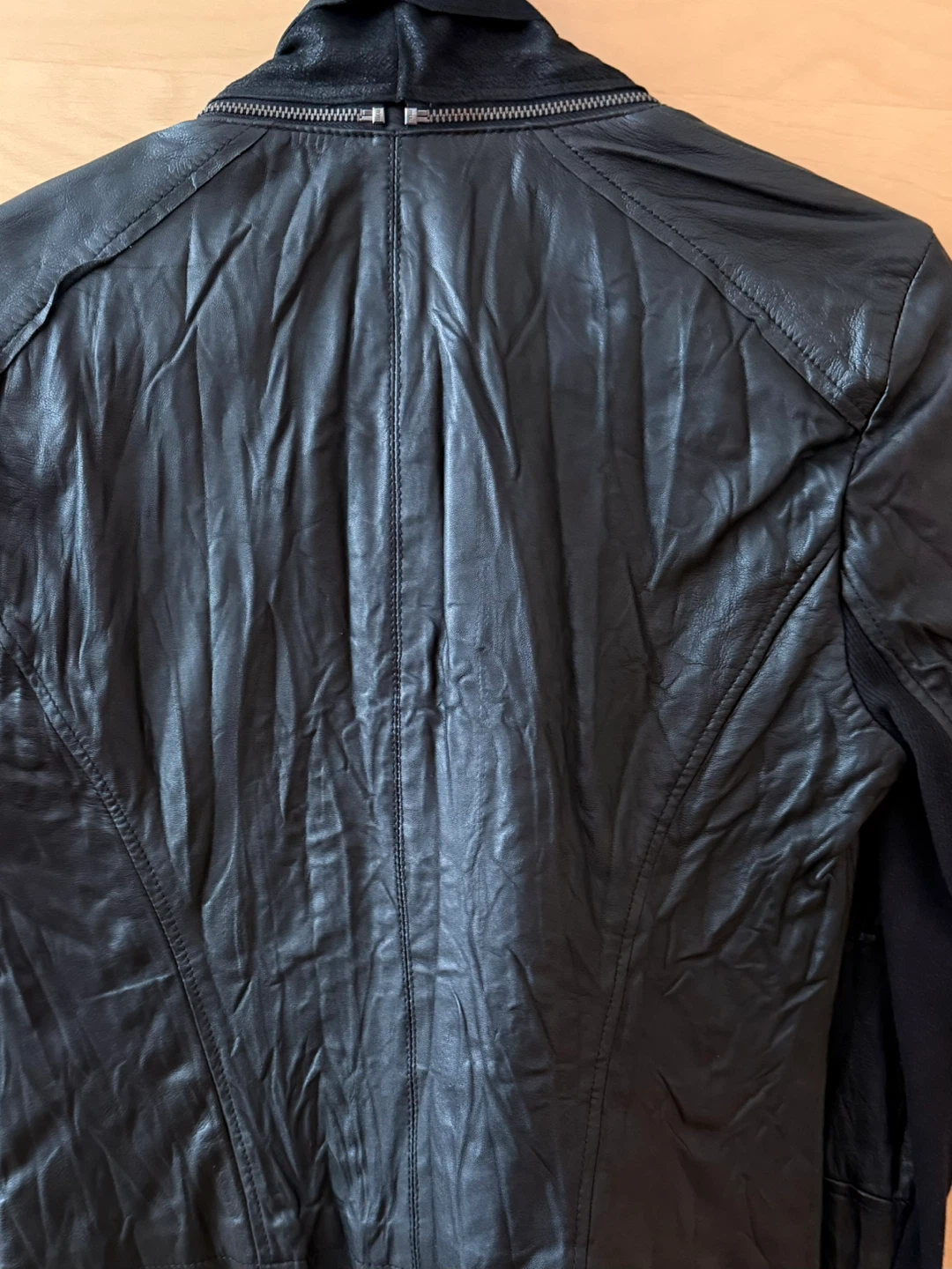 ⚽Black wrinkles design Leather Jacket - photo 3