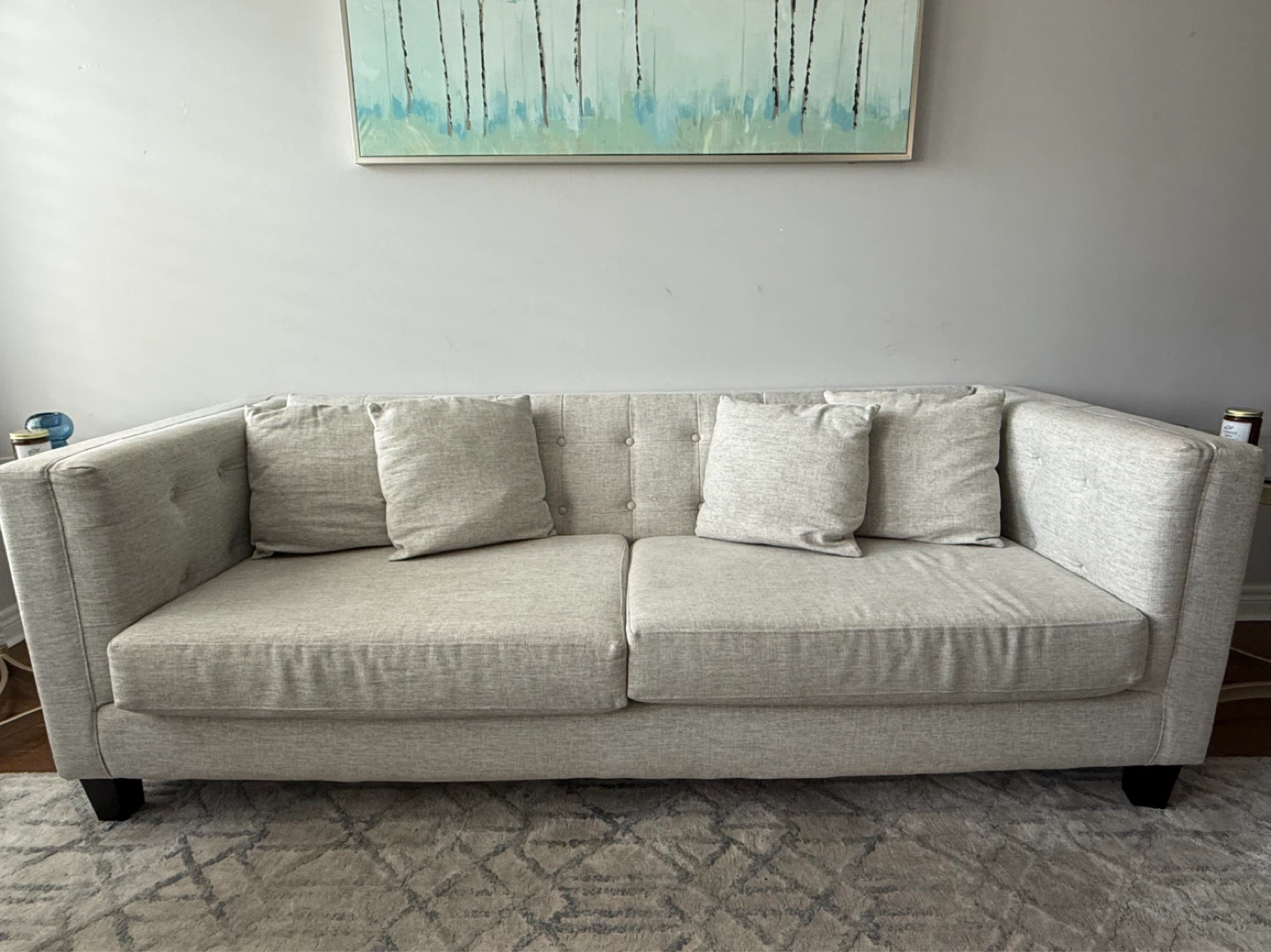 Light Beige Sofa with Tufted Back - photo 4