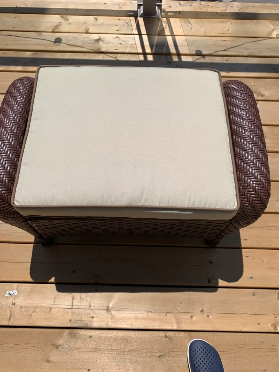 Wicker Patio Ottoman with Cushion
