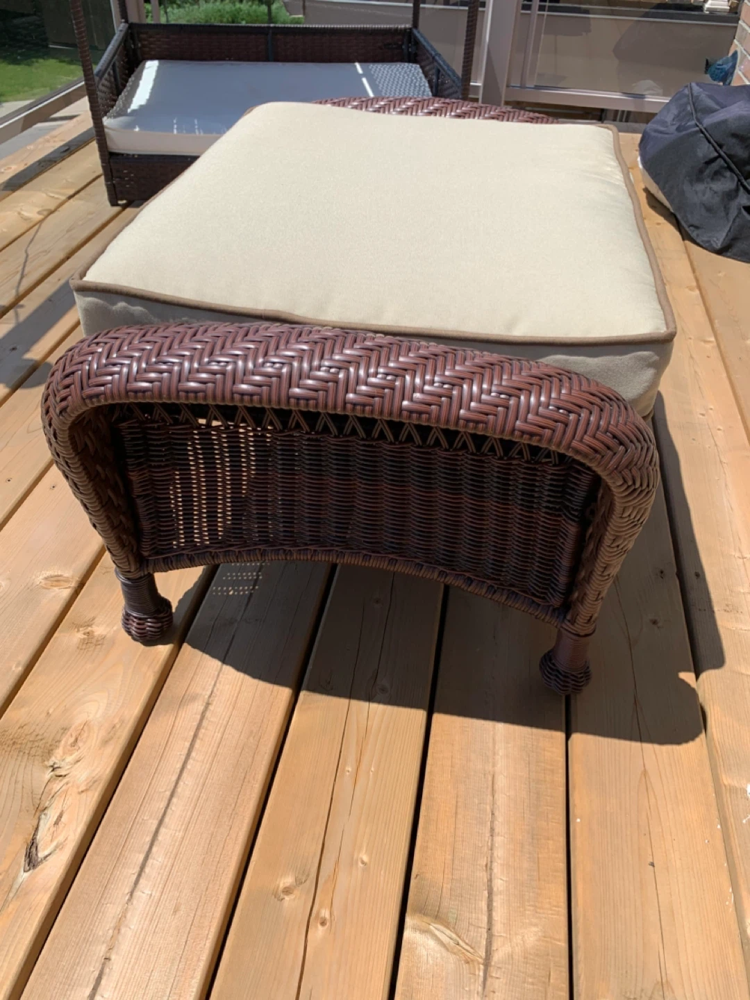 Wicker Patio Ottoman with Cushion - photo 4