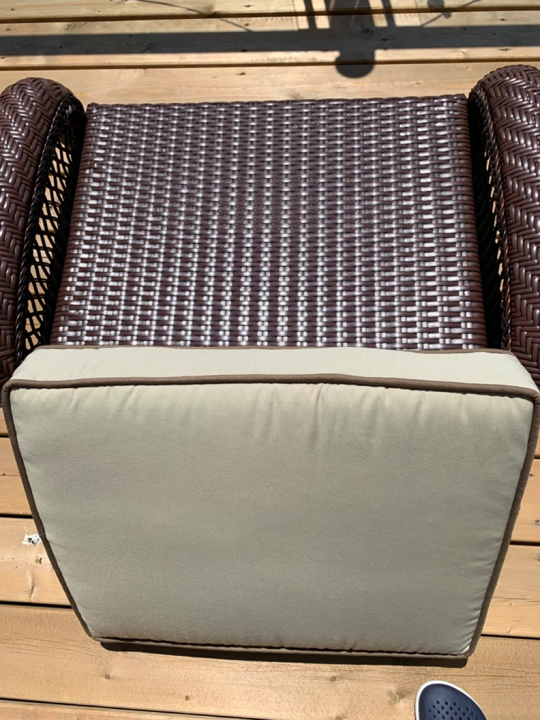 Wicker Patio Ottoman with Cushion - photo 2