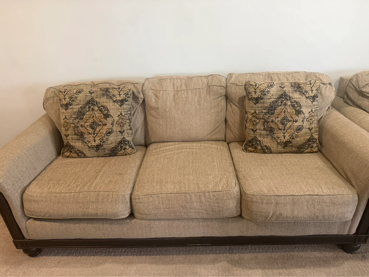 Tan Sofa Set with Decorative Pillows - photo 2