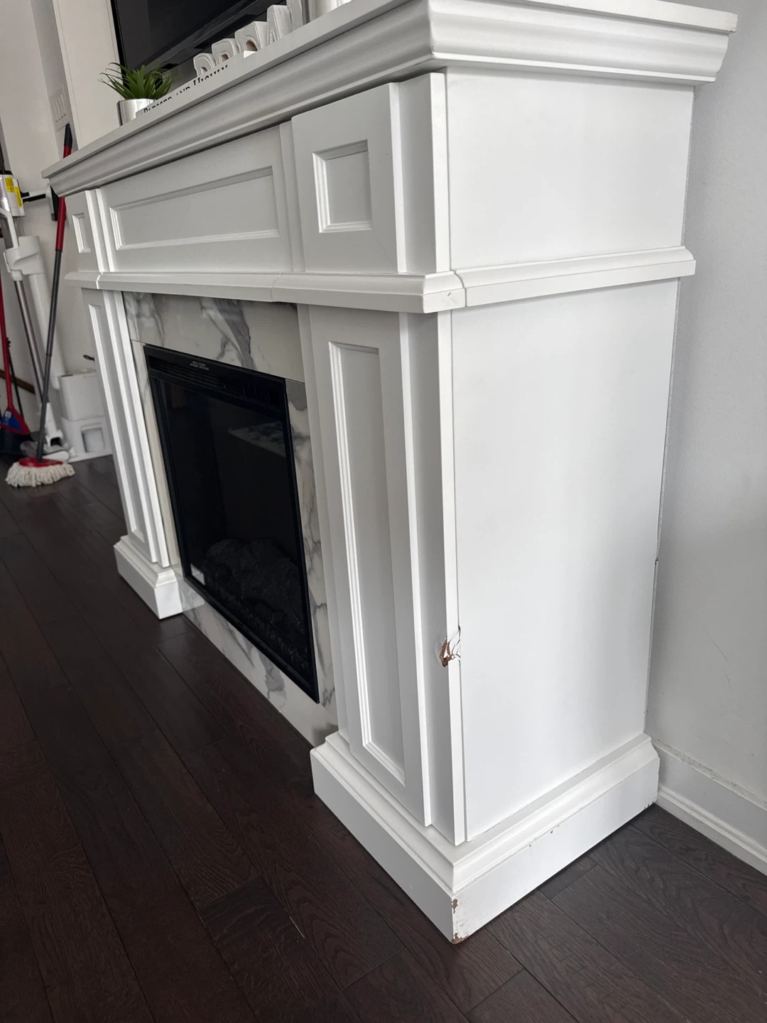 White Electric Fireplace with Storage - photo 2
