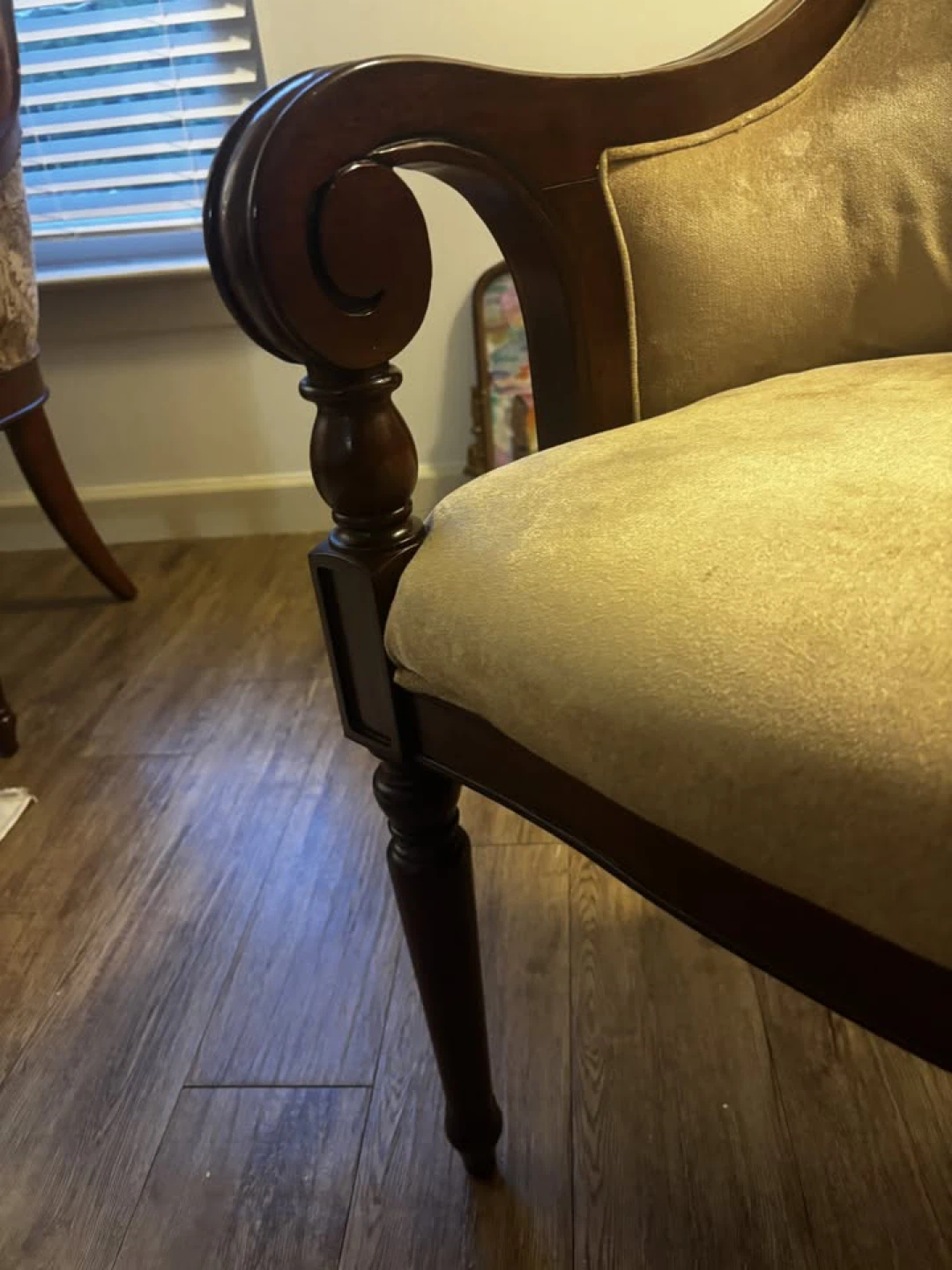 Wooden Accent Chair with Beige Upholstery - photo 3