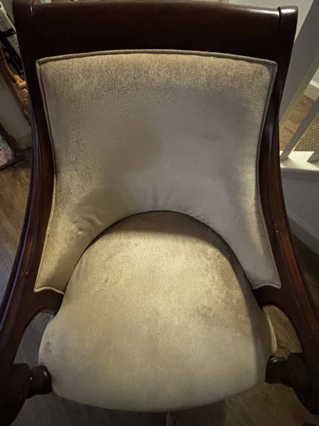 Wooden Accent Chair with Beige Upholstery - photo 2