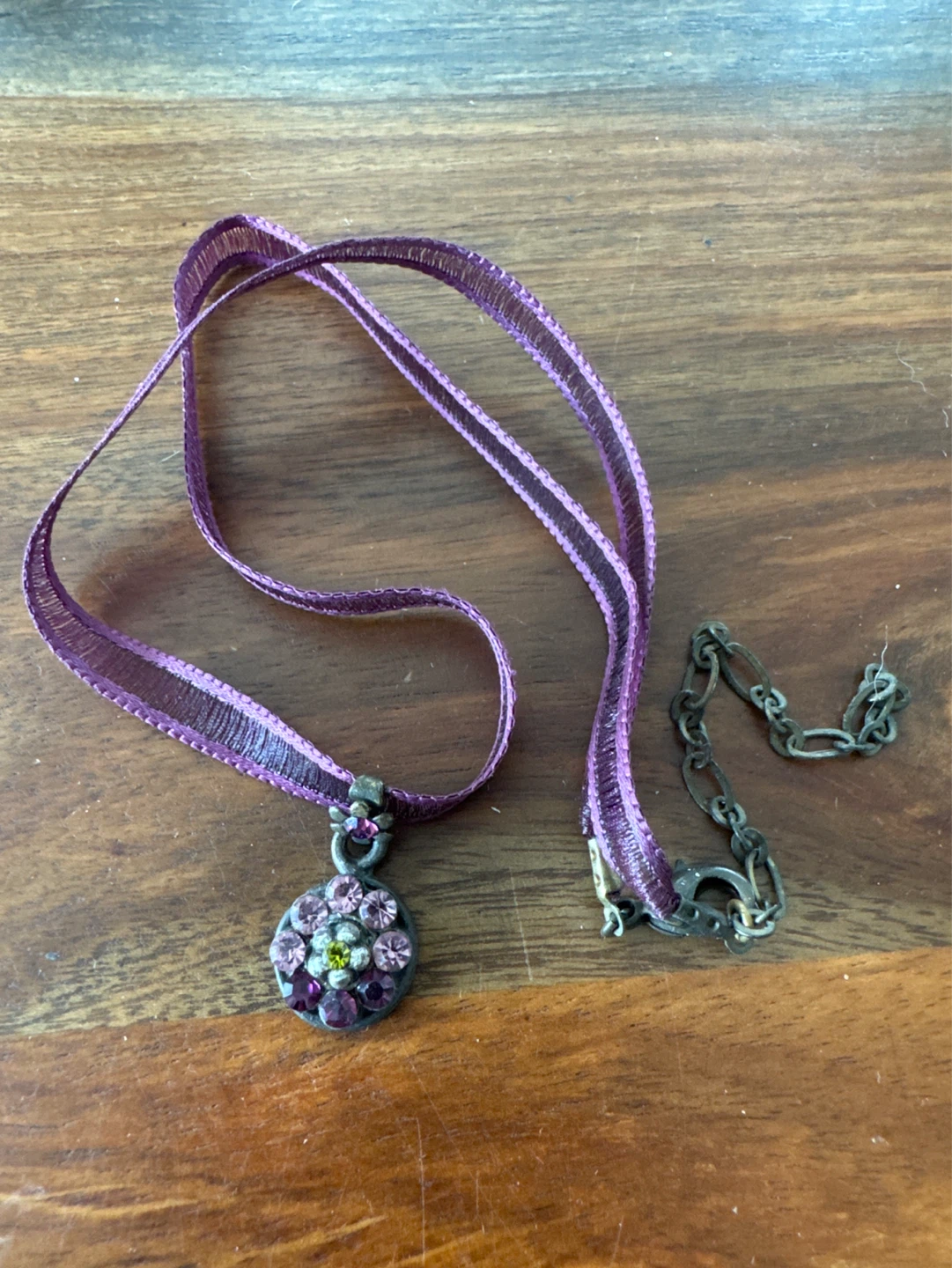 ⚽️ New Purple Ribbon Necklace with Rhinestone Pendant